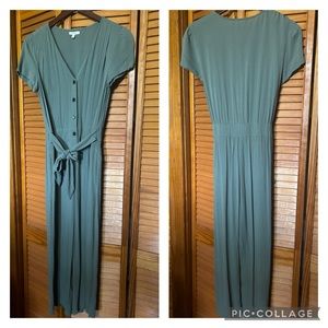 Green Cropped Romper Jumpsuit